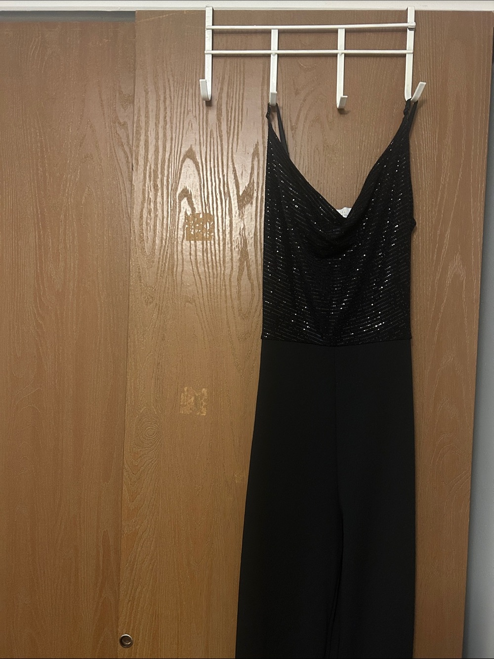 Black Sequin Cowl Neck Jumpsuit
